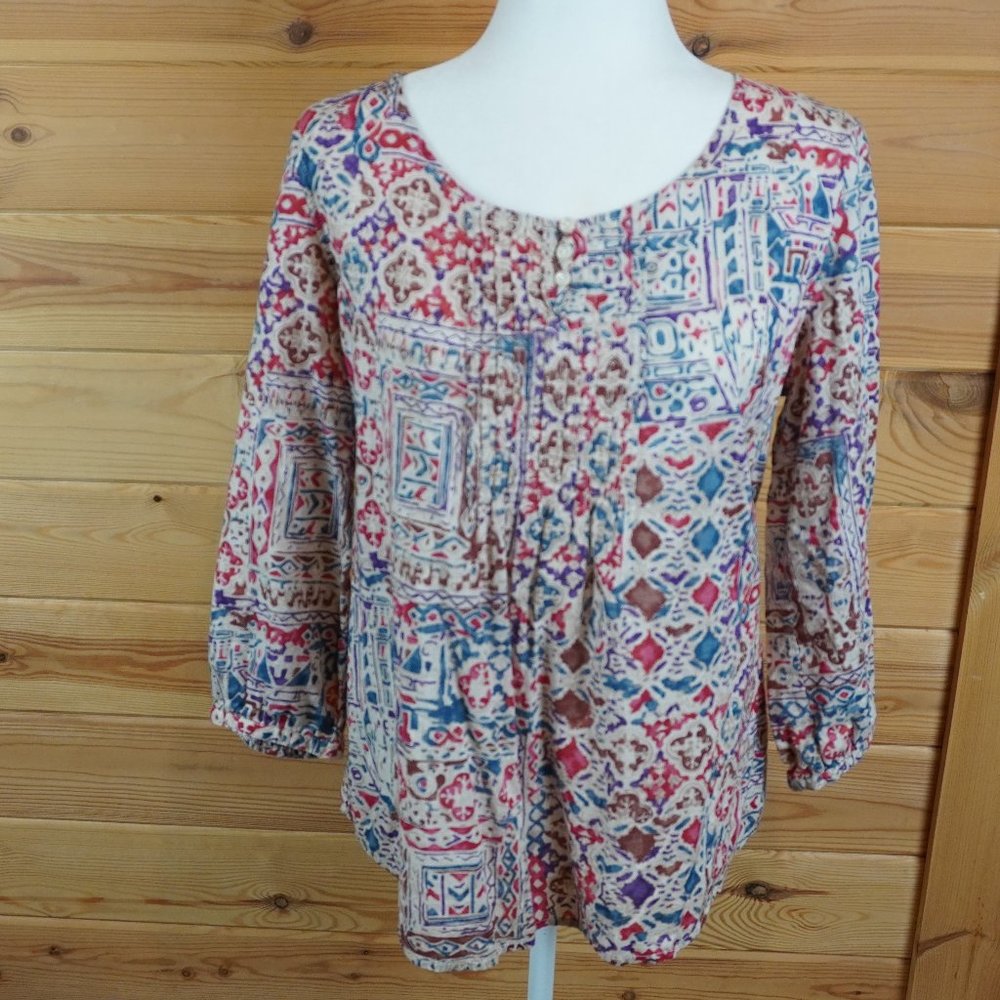 Lauren Ralph Lauren Colorful Peasant Top Size Medium